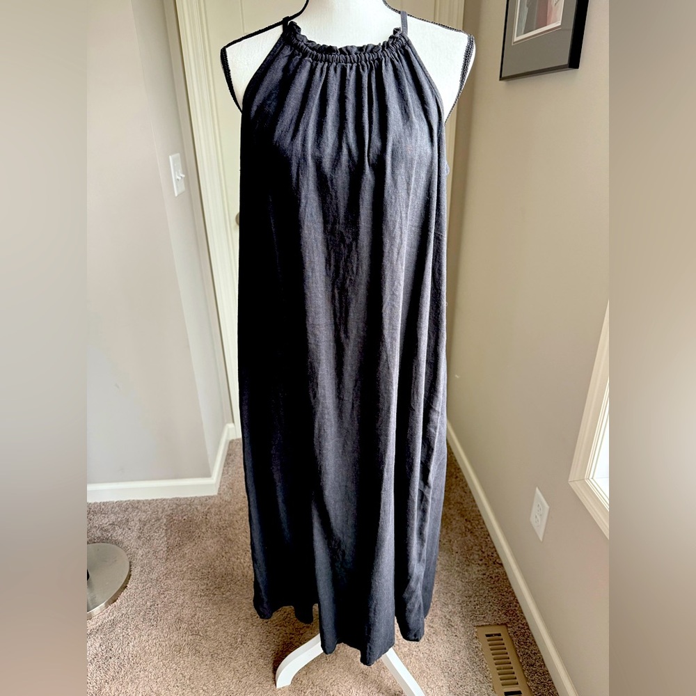 NWOT GAP LP Linen/Rayon Halter Column Maxi Dress